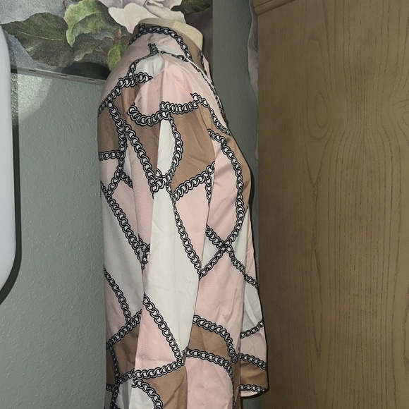 Elegant Chain Pattern Blouse - Pink and Brown - Picture 2 of 8
